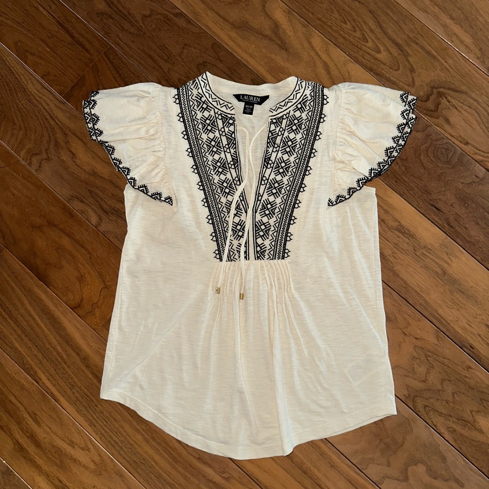 Ralph Lauren Black and White Blouse Elegant Design